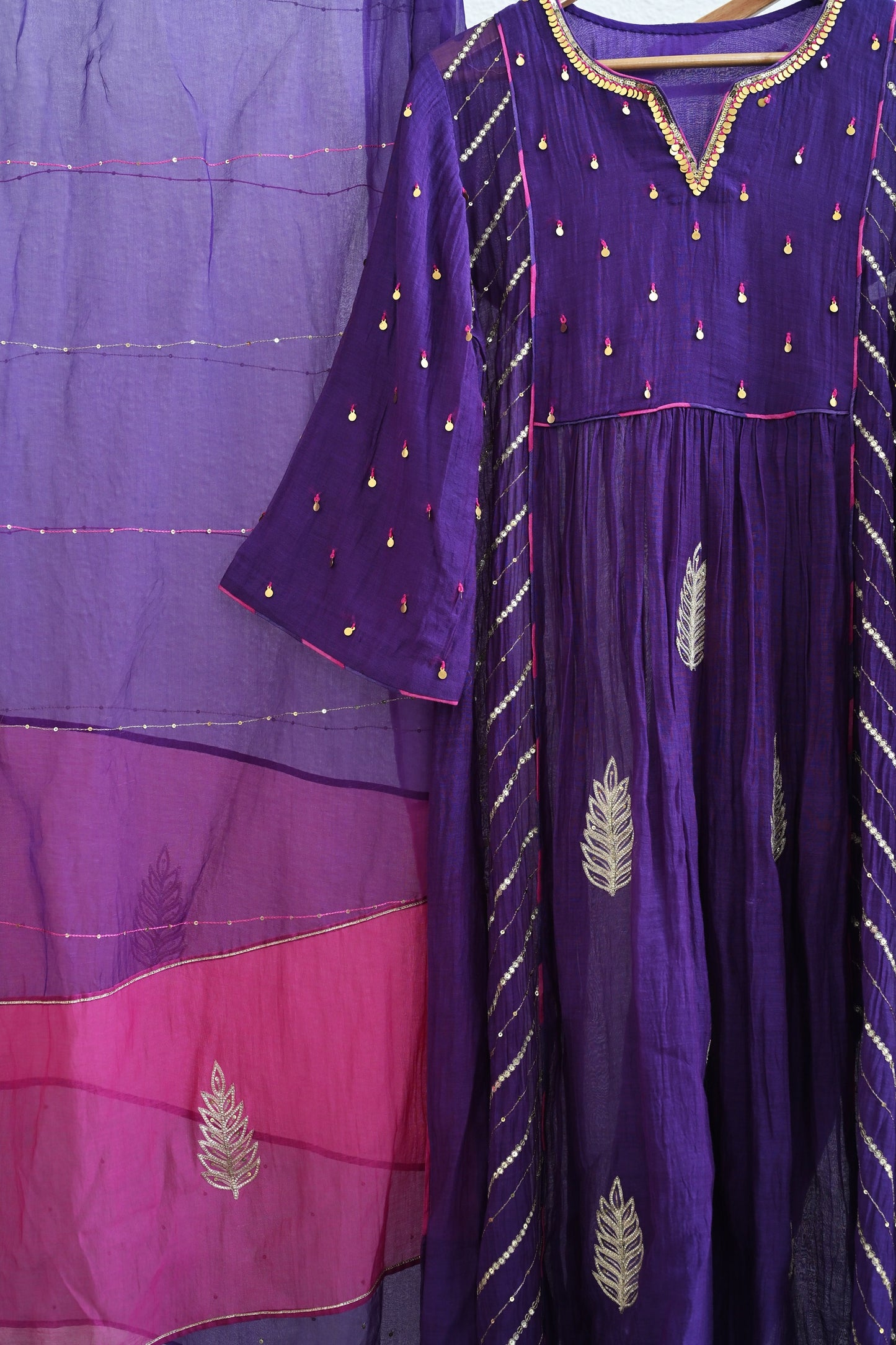 Purple Side Panel Kurta Set