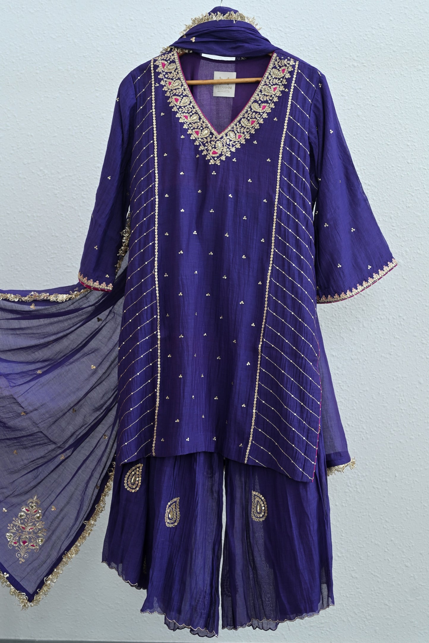 Purple Side Panel Sharara Set