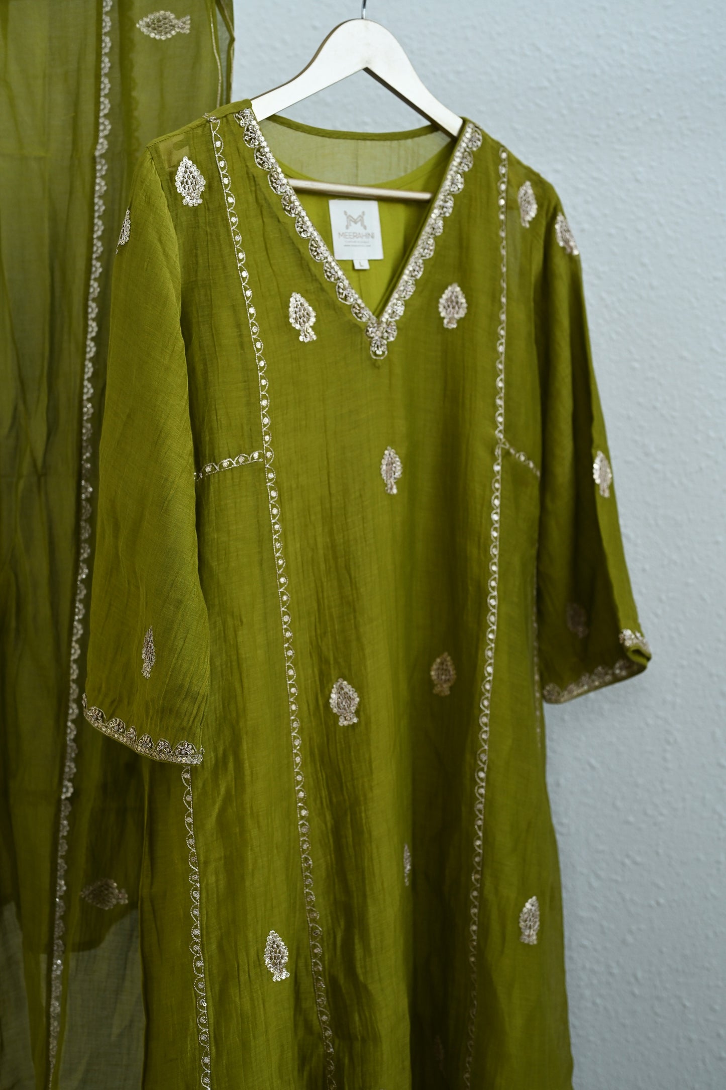 Bottle Green Side Jaal Suit Set