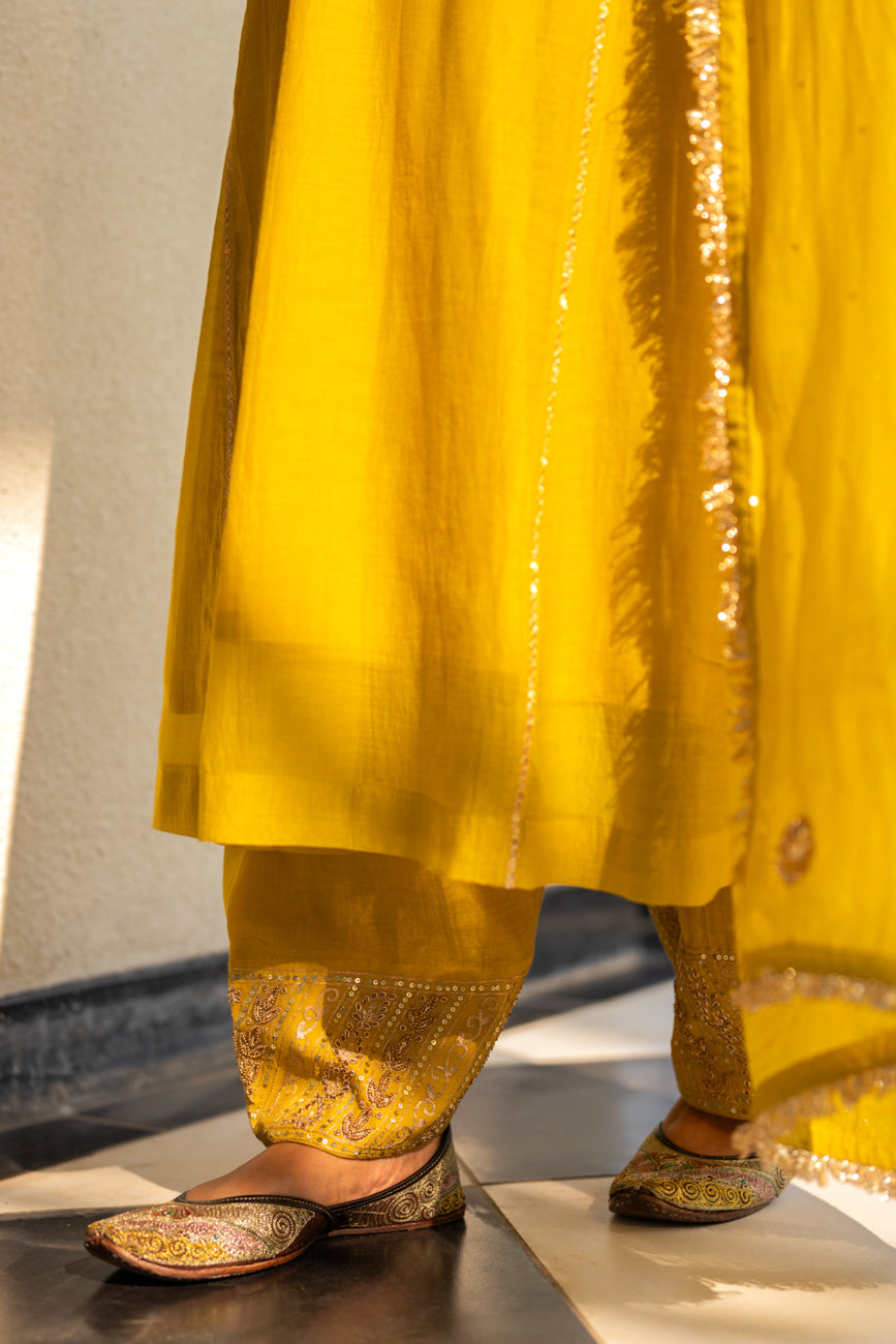 Lime mustard A-Line suit set