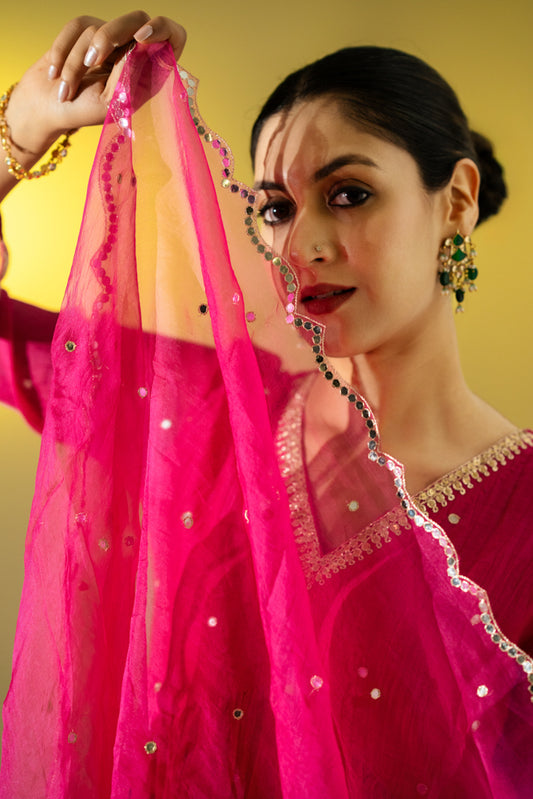 Rani Pink Anarkali Suit Set