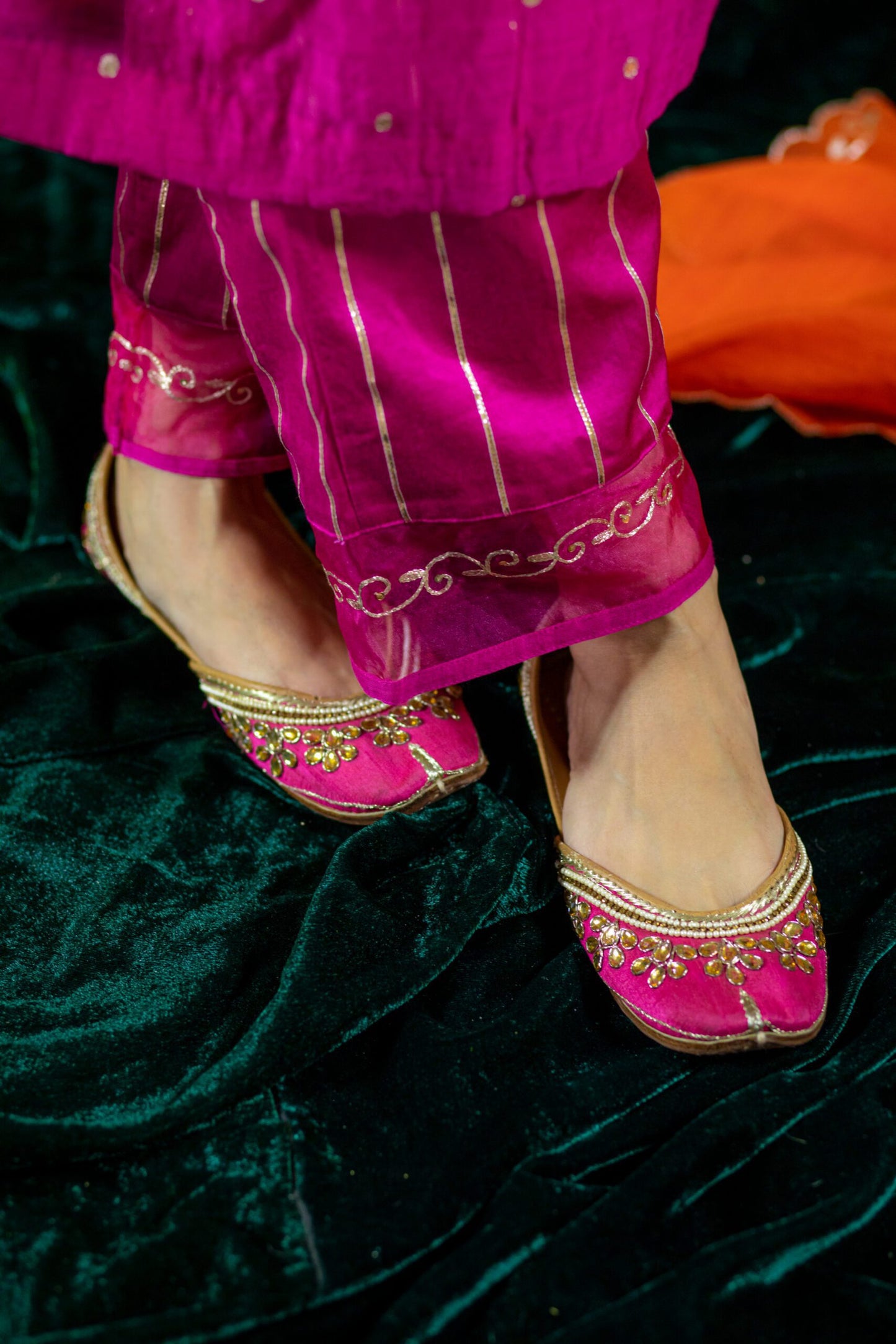 Fuchsia V-Neck Kurta Suit set