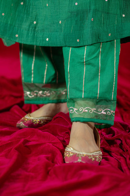 Green V-Neck Kurta Suit set