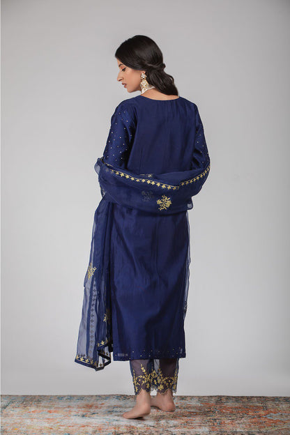 Midnight Blue Chanderi Silk Suit Set