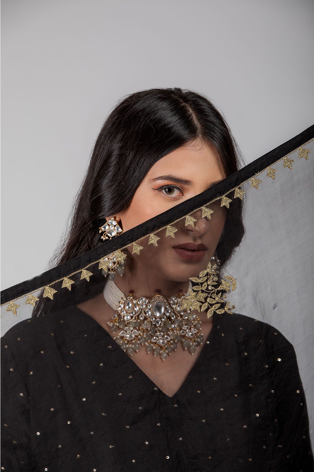 Black Chanderi Silk Suit Set