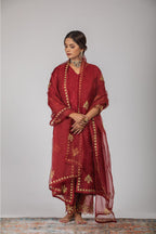 Maroon Chanderi Silk Suit Set