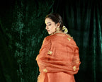 Rust Chanderi Silk Straight Kurta Set