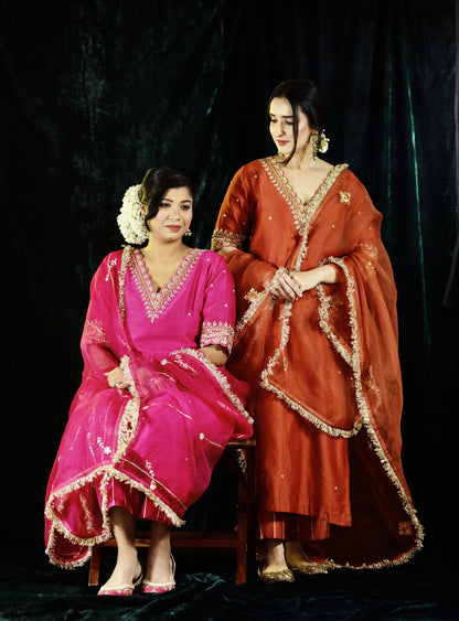 Fuchsia Gotta Patti Kurta set