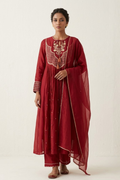 Maroon Side Jaal Suit Set