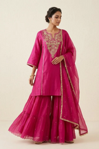 Rani Pink Side Panel Sharara Set