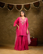 Pink Kamal Lappa Sharara Set