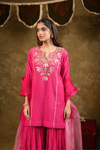 Pink Kamal Lappa Sharara Set