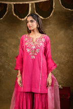Pink Kamal Lappa Sharara Set