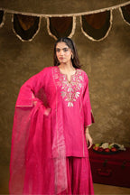 Pink Kamal Lappa Sharara Set