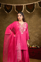 Pink Kamal Lappa Sharara Set