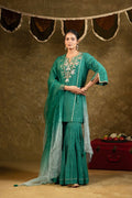 Green Kamal Lappa Sharara Set