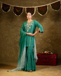 Green Kamal Lappa Sharara Set
