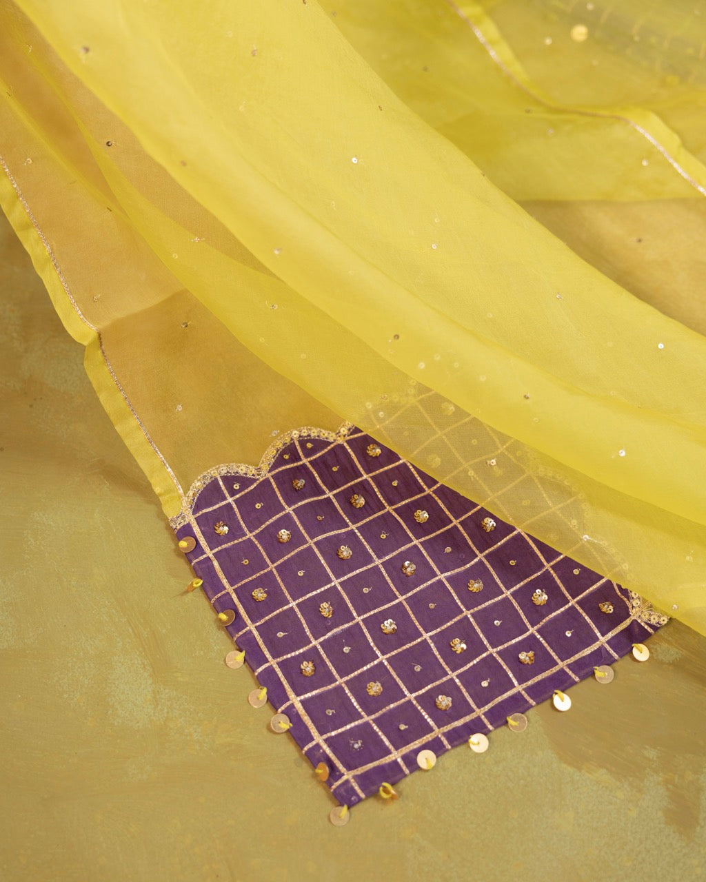 Purple Chand Booti A-Line Suit Set