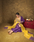 Purple Chand Booti A-Line Suit Set