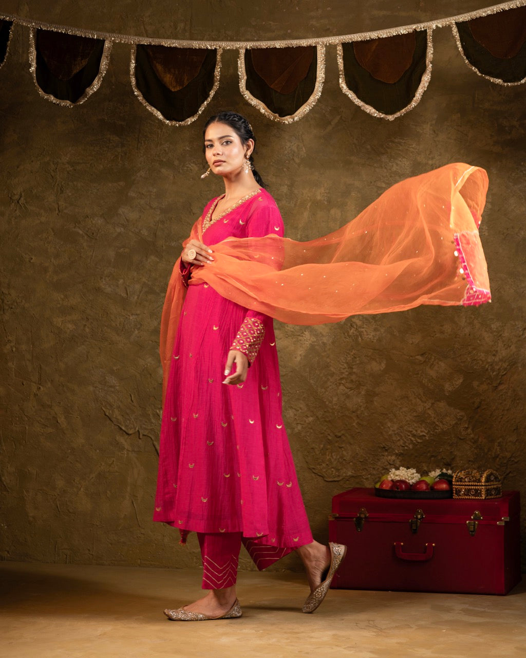 Pink Chand Booti A-Line Suit Set