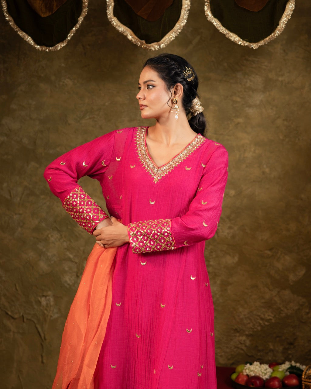 Pink Chand Booti A-Line Suit Set