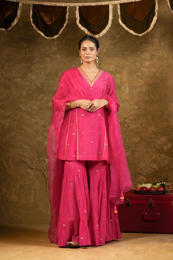 Pink Chand Booti Sharara Set