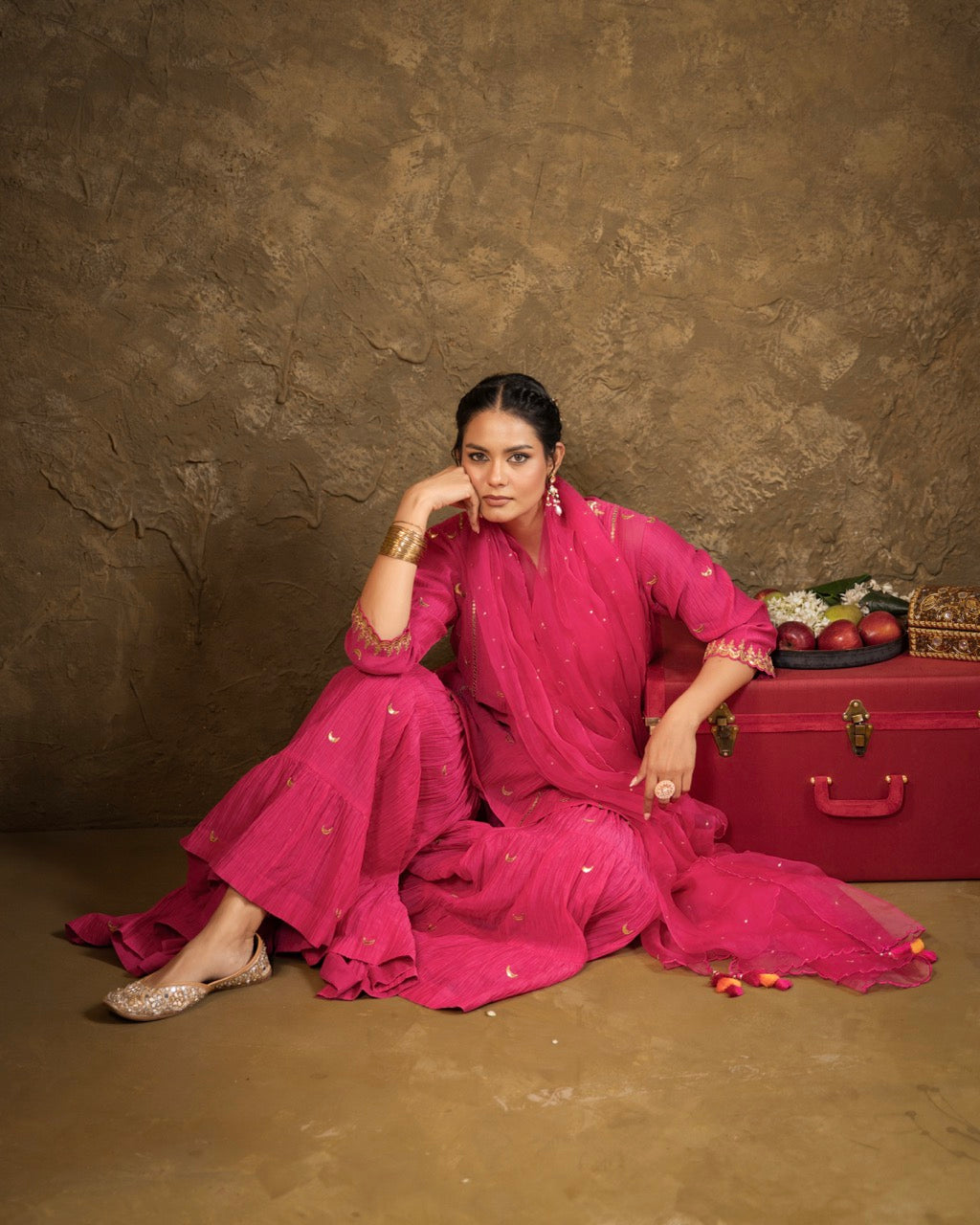 Pink Chand Booti Sharara Set