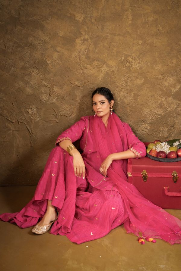 Pink Chand Booti Sharara Set