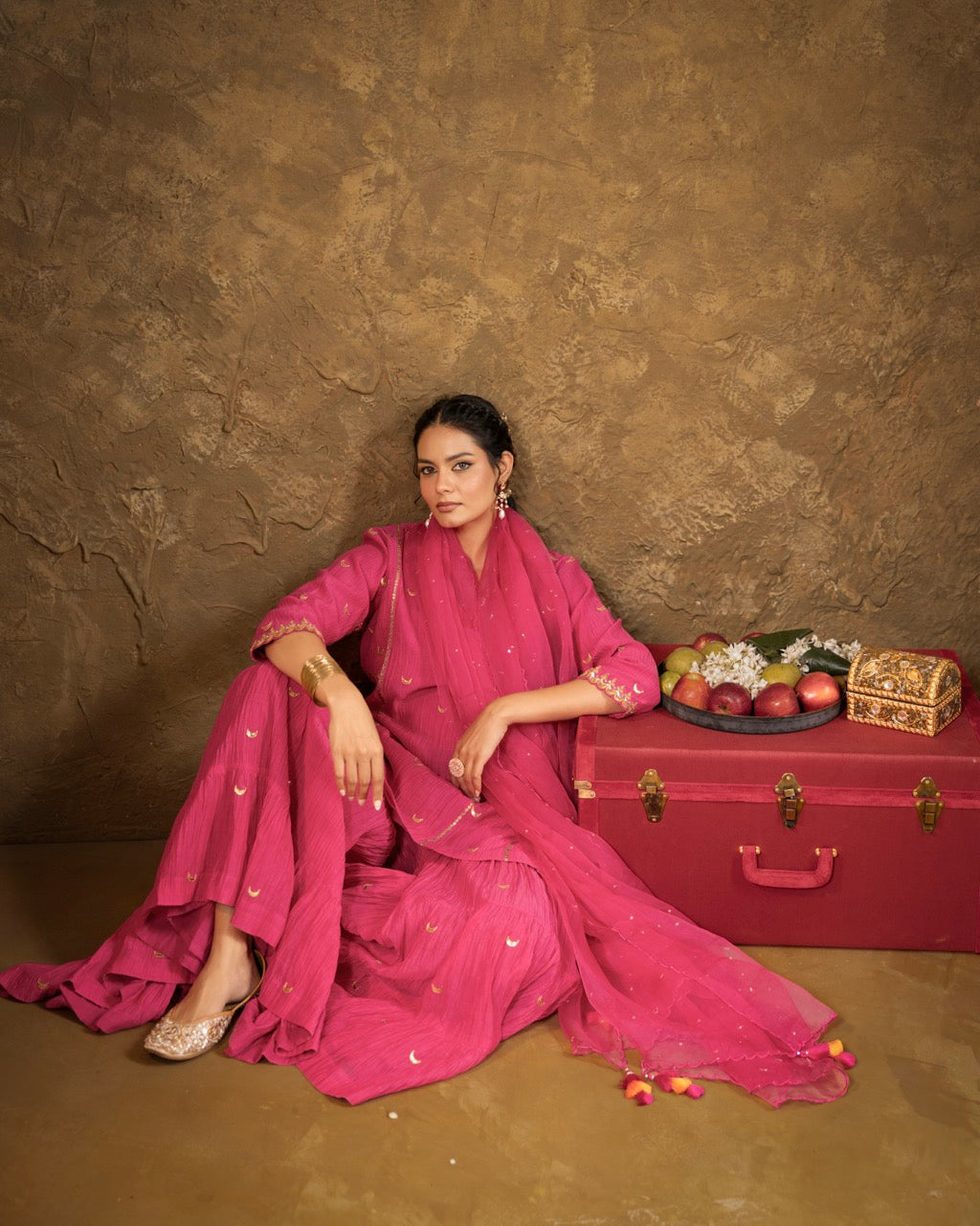 Pink Chand Booti Sharara Set