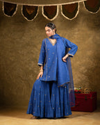 Electric Blue Chand Booti Sharara Set
