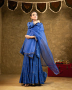 Electric Blue Chand Booti Sharara Set