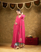 Pink 5 Boota Kurta Set