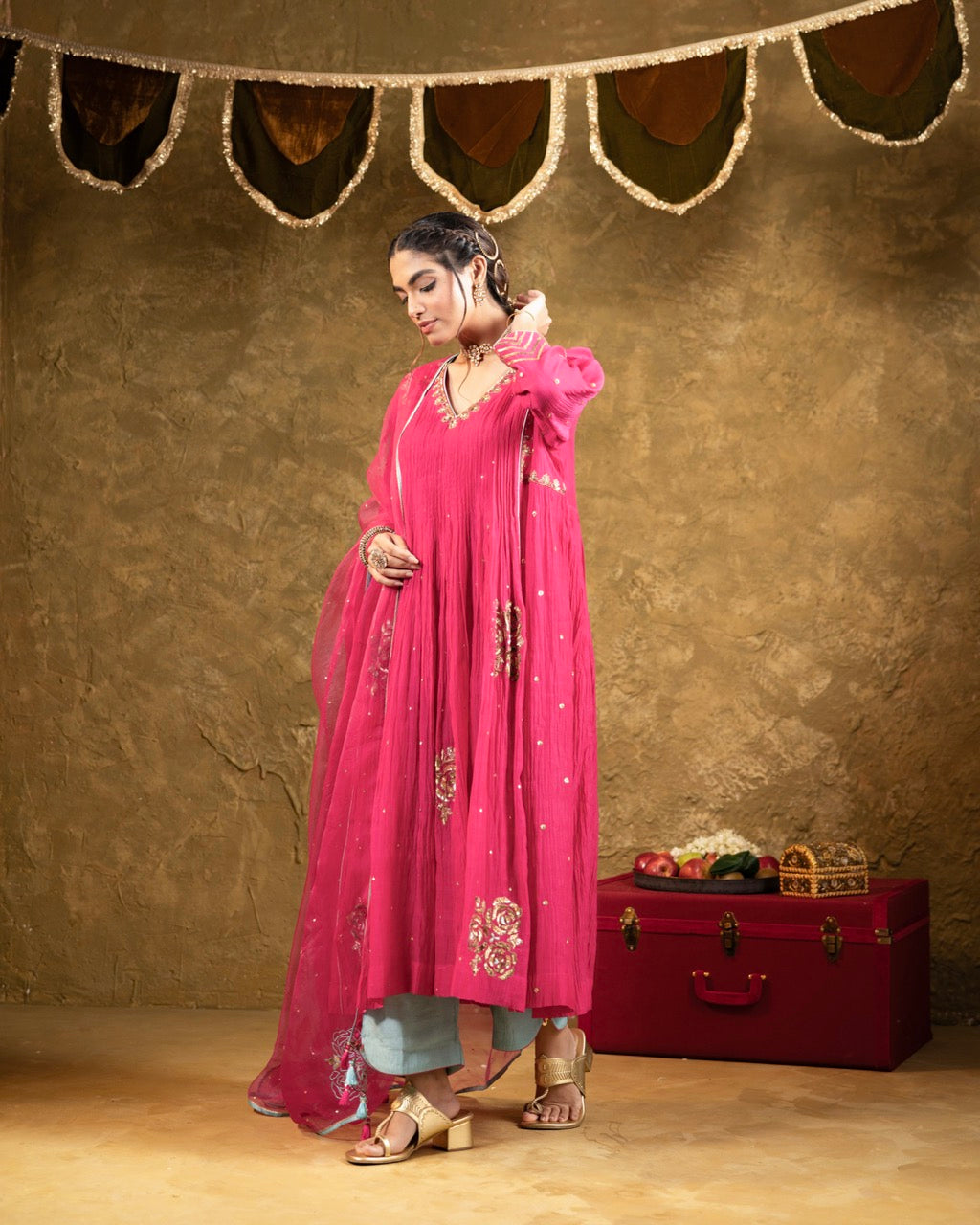 Pink 5 Boota Kurta Set