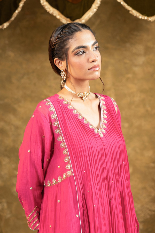 Pink 5 Boota Kurta Set
