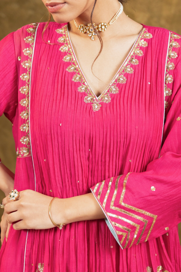Pink 5 Boota Kurta Set