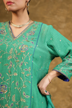 Green Jaal A-line Kurta Set