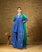 Electric Blue High Slit Sharara Set