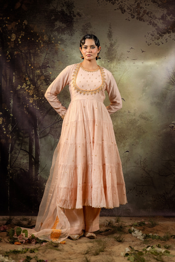Beige Anarkali Set