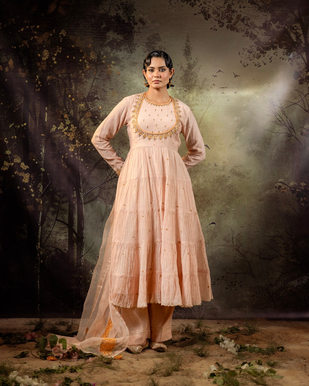 Beige Anarkali Set