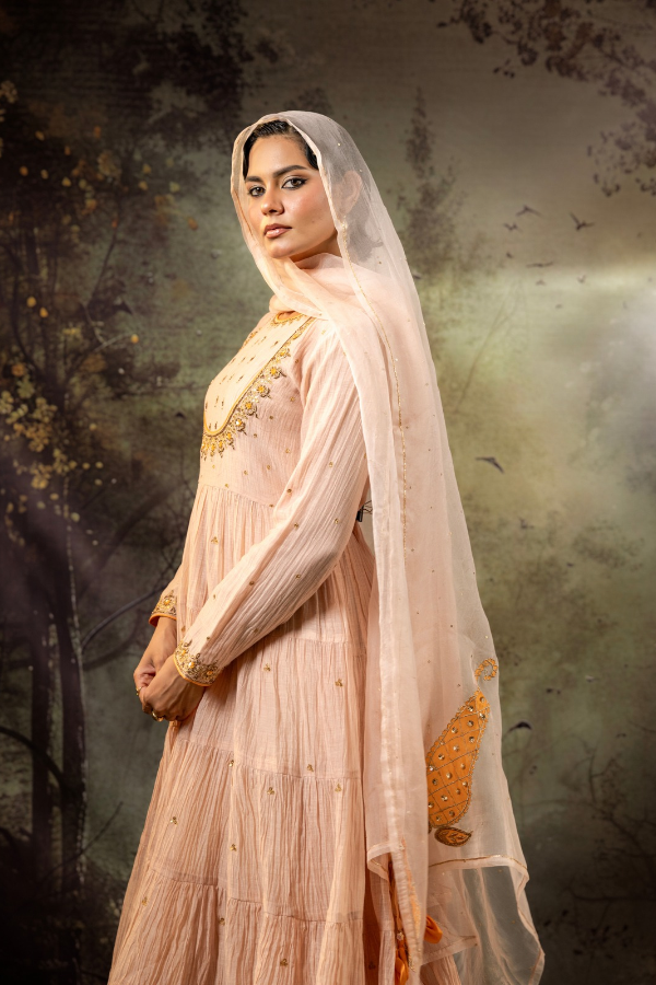 Beige Anarkali Set