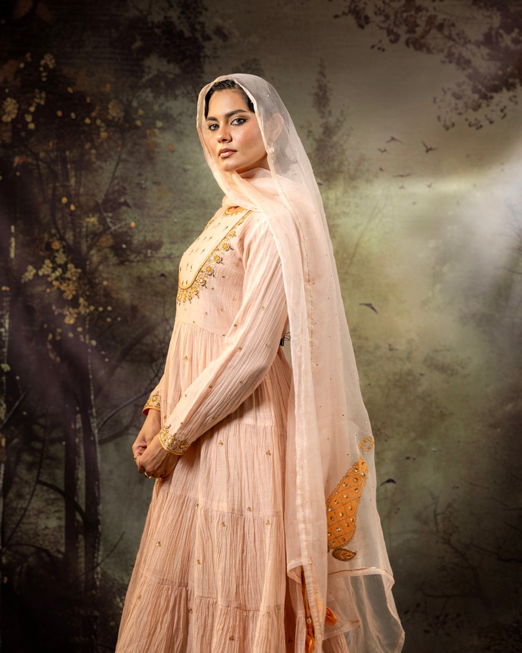 Beige Anarkali Set