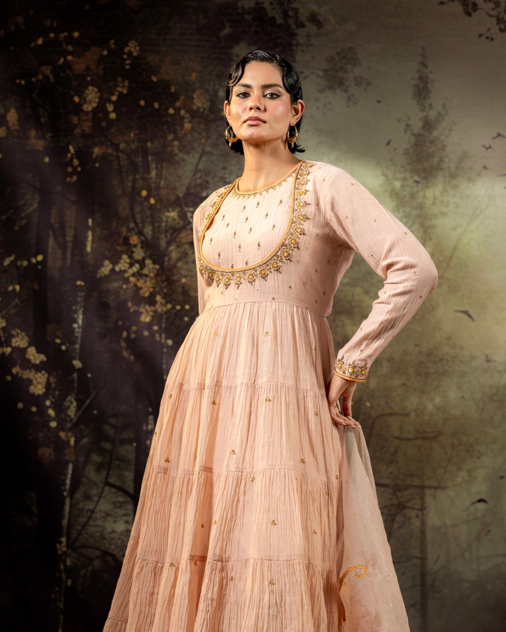 Beige Anarkali Set