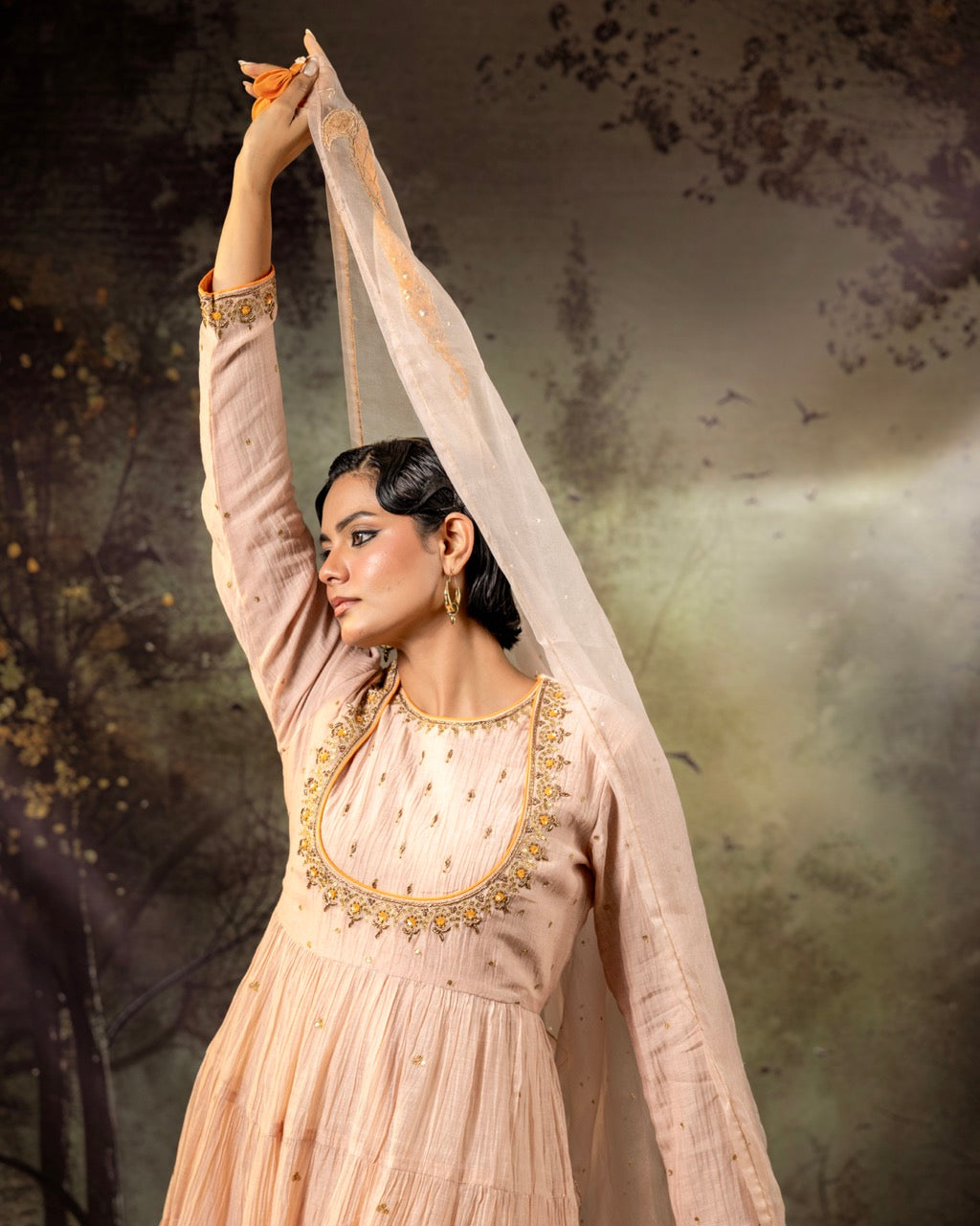 Beige Anarkali Set