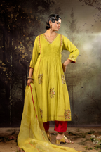 Neon Green 5 Boota Kurta Set