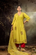 Neon Green 5 Boota Kurta Set