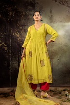 Neon Green 5 Boota Kurta Set