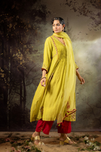 Neon Green 5 Boota Kurta Set
