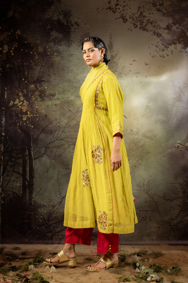 Neon Green 5 Boota Kurta Set