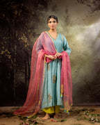 Ice Blue 5 Boota Kurta Set