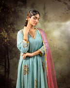 Ice Blue 5 Boota Kurta Set